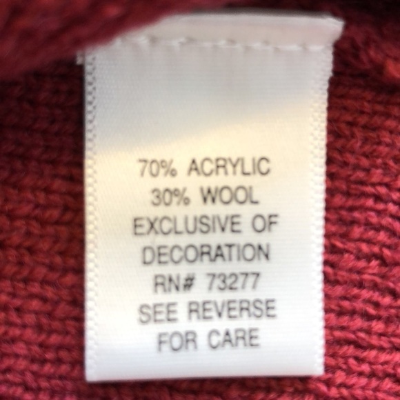Croft Barrow Sweater Womens Red Woolen Embroidered Button Up Cardigan Size M - Picture 10 of 12